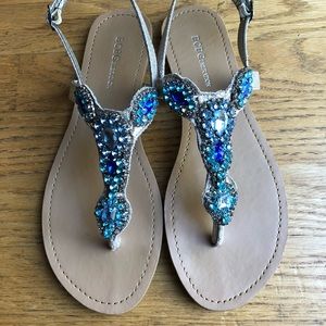 BCBG Generation blue jeweled sandals 7m